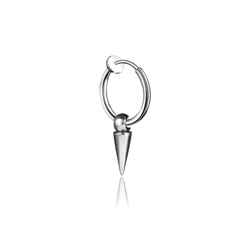 1Pc Punk Steel-color Stainless Steel Painless Ear Clip Earrings For Men/Women Street Pop Non Piercing Fake Earrings Jewelry Gift