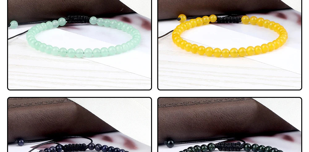 Adjustable 4mm Chakra Beads Bracelet Mini Natural Stone Agats Lava Tiger Eye Beaded Bracelets & Bangles Women Men Gift Jewelry