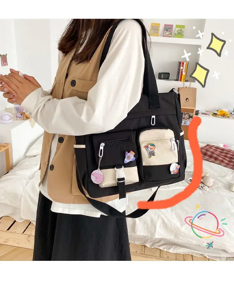 Waterproof Canvas Women Handbags Shoulder Bags Nylon Ladies Tote Messenger Bag Oxford Handbag Crossbody Bags for Girls Satchels
