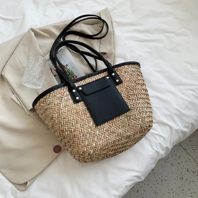 High Quality Women Straw Summer Handbags Fashion Ladies Shoulder Messenger Bags Designer Female Large Capacity Tote Beach Bag