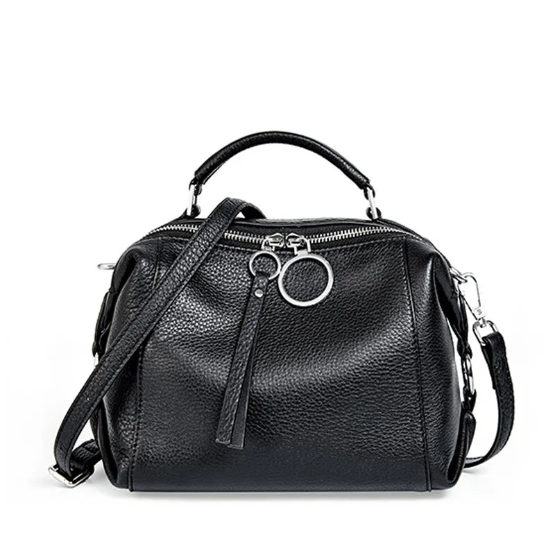 Zency Hot Selling Fashion Brand Handbag Genuine Leather Shoulder Bag For Women Elegant Small Tote Bag White Khaki BlackCrossbody