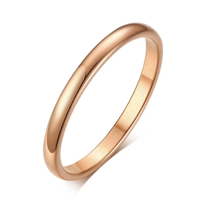 2MM Thin Classic Dome Ring - Stainless Steel Wedding Band Men Women