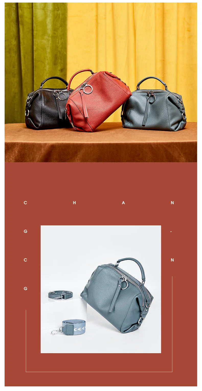 Zency Hot Selling Fashion Brand Handbag Genuine Leather Shoulder Bag For Women Elegant Small Tote Bag White Khaki BlackCrossbody