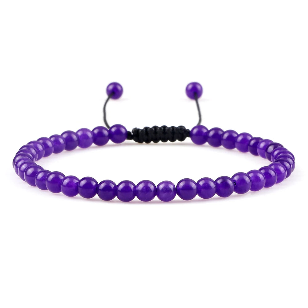 Adjustable 4mm Chakra Beads Bracelet Mini Natural Stone Agats Lava Tiger Eye Beaded Bracelets & Bangles Women Men Gift Jewelry