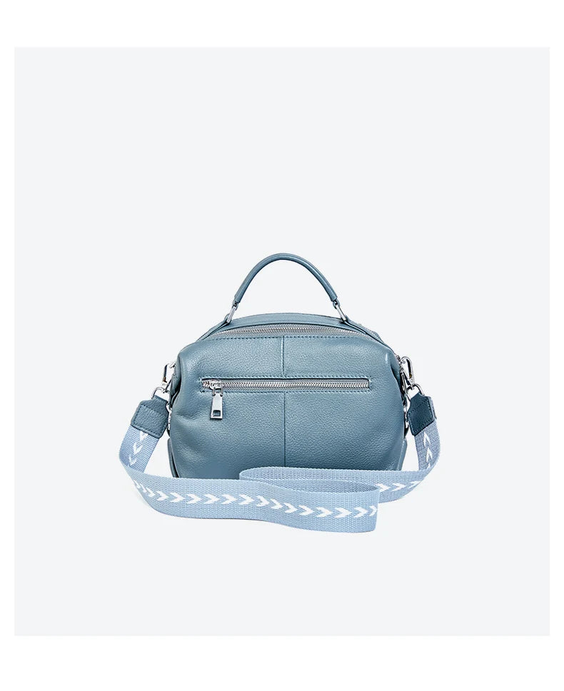 Zency Hot Selling Fashion Brand Handbag Genuine Leather Shoulder Bag For Women Elegant Small Tote Bag White Khaki BlackCrossbody