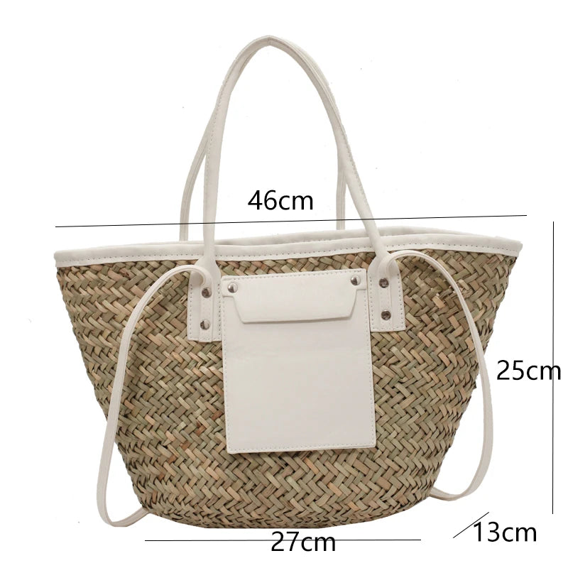 High Quality Women Straw Summer Handbags Fashion Ladies Shoulder Messenger Bags Designer Female Large Capacity Tote Beach Bag