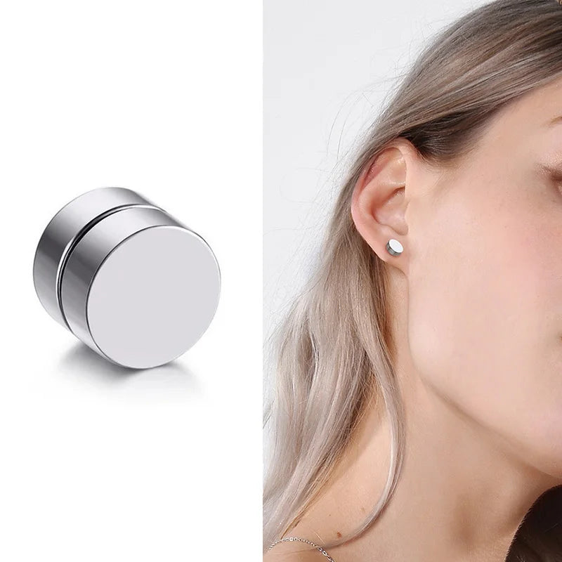 1Pc Punk Steel-color Stainless Steel Painless Ear Clip Earrings For Men/Women Street Pop Non Piercing Fake Earrings Jewelry Gift