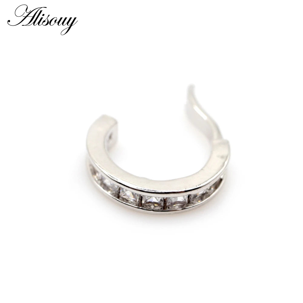 Alisouy 1pc Helix Cartilage Conch Fake Piercing Jewelry Adjustable CZ Zircon Crystal Ear Cuff Non Piercing Conch Cuff Earring