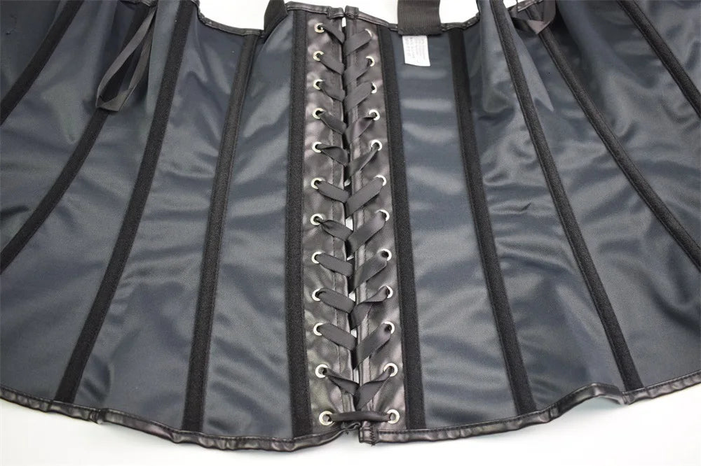 Faux Leather Harness Corset - Overbust Steampunk Waist Trainer
