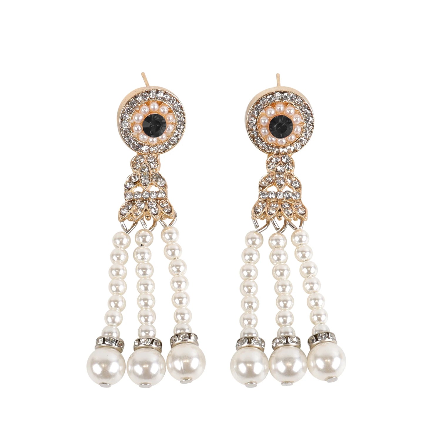 1920s Flapper Earrings 20s Art Deco Great Gatsby Earring Drop Rhinestone Jewelry Accessories Vintage Party Dangle Pearl Earrings
