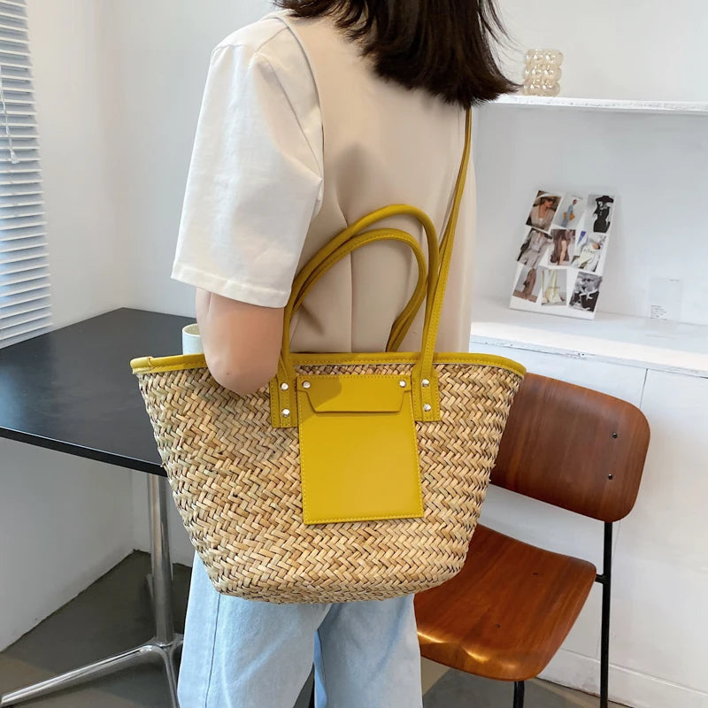 High Quality Women Straw Summer Handbags Fashion Ladies Shoulder Messenger Bags Designer Female Large Capacity Tote Beach Bag