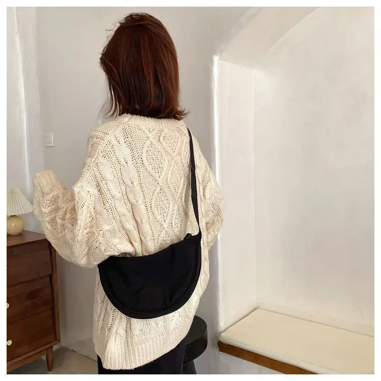 Simple Design Women's Messenger Bag Fashion Ladies Nylon Hobos Small Shoulder Bags Vintage Female Girls Purse Cloth Handbags