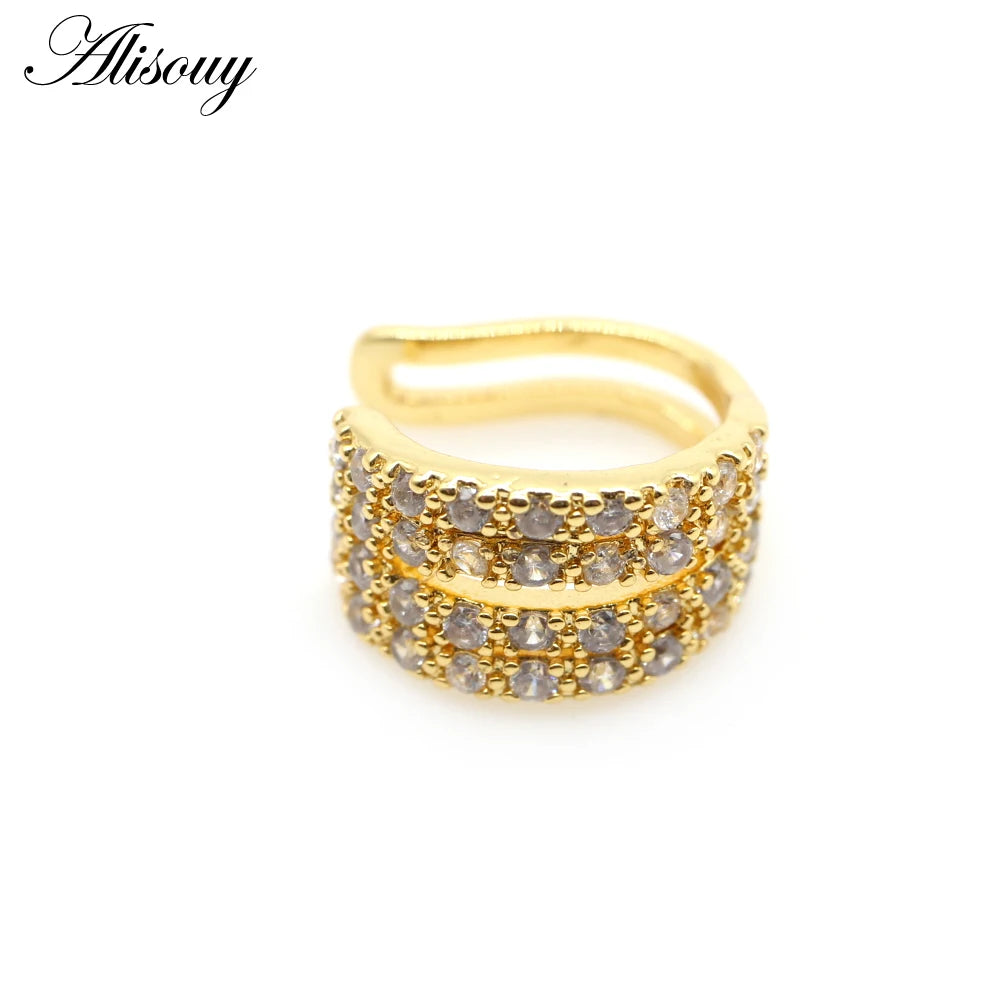 Alisouy 1pc Helix Cartilage Conch Fake Piercing Jewelry Adjustable CZ Zircon Crystal Ear Cuff Non Piercing Conch Cuff Earring