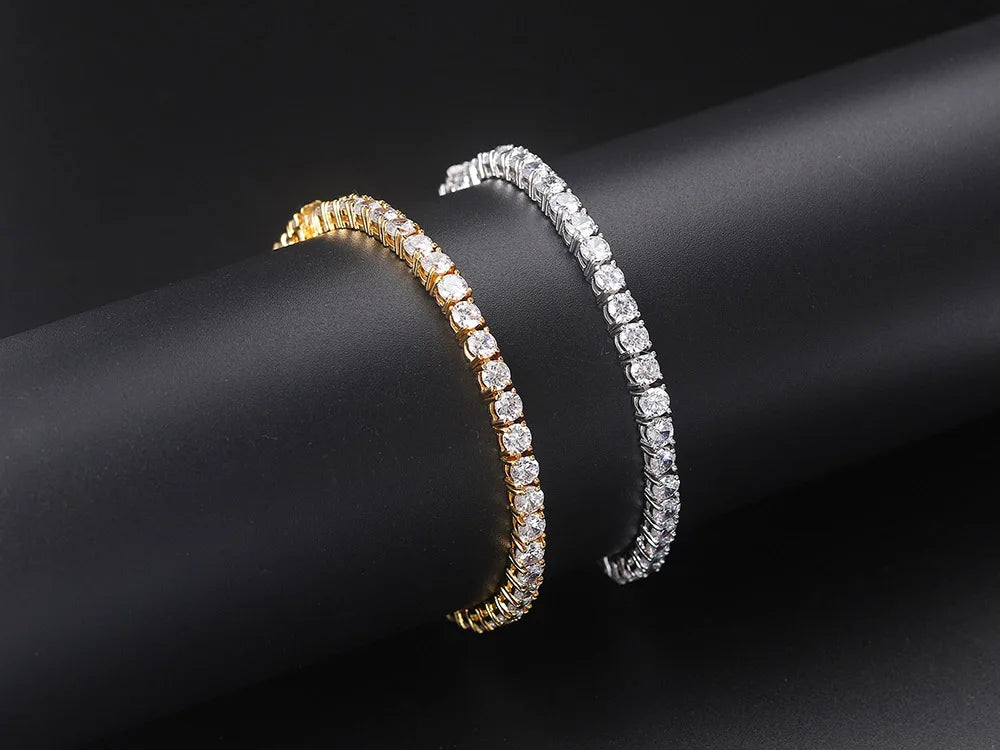 Iced Out Crystal Tennis Bracelet for Women Punk Hiphop Luxury AAA+ Cubic Zirconia Wedding Gold Color Hand Chain Jewelry OHH118