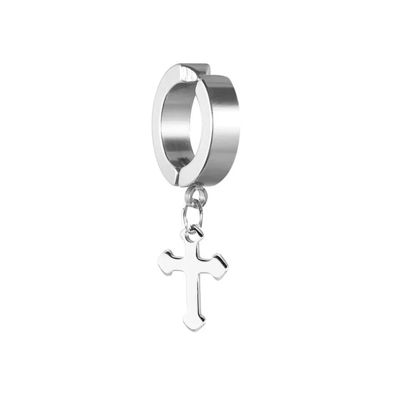 1Pc Punk Steel-color Stainless Steel Painless Ear Clip Earrings For Men/Women Street Pop Non Piercing Fake Earrings Jewelry Gift
