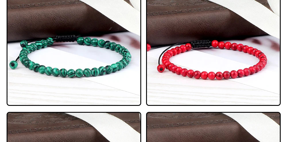 Adjustable 4mm Chakra Beads Bracelet Mini Natural Stone Agats Lava Tiger Eye Beaded Bracelets & Bangles Women Men Gift Jewelry