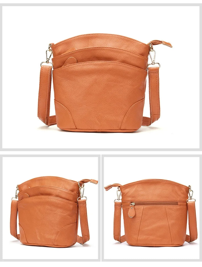 Genuine Leather Women Messenger Bags Cow Leather Crossbody Shoulder Bag Small Female Handbags Capacity Phone Bag for Girls