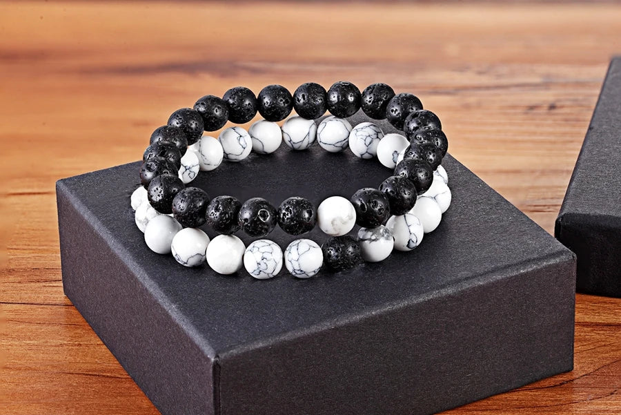 XQNI Various Combination Styles Beaded Bracelets For Men & Women For Couples Jewelry Stretch Elastic Rope DIY Birthday Gift Box
