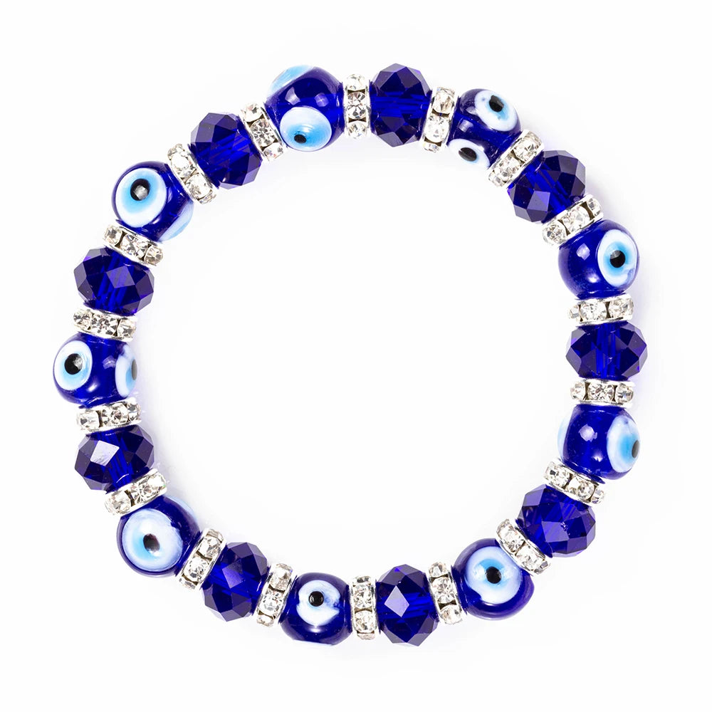 Lucky Eye Glass Beaded Bracelet Crystal Evil Eye Bracelet For Women Men Bracelet Fashion Jewelry Adjustable EY5226
