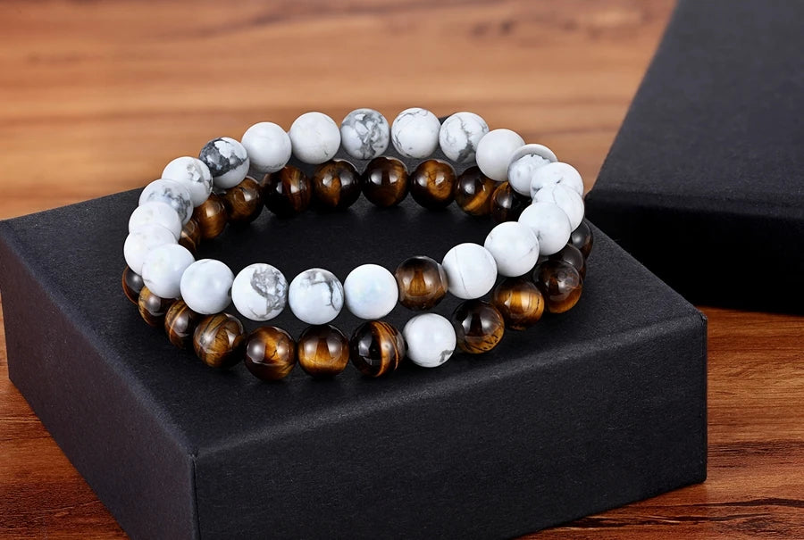 XQNI Various Combination Styles Beaded Bracelets For Men & Women For Couples Jewelry Stretch Elastic Rope DIY Birthday Gift Box