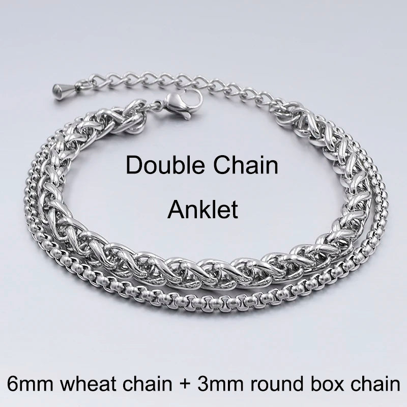 Stainless Steel Anklets For Women Beach Foot Jewelry Leg Chain Ankle Bracelets Men or Women Holiday Accessories 2025 New
