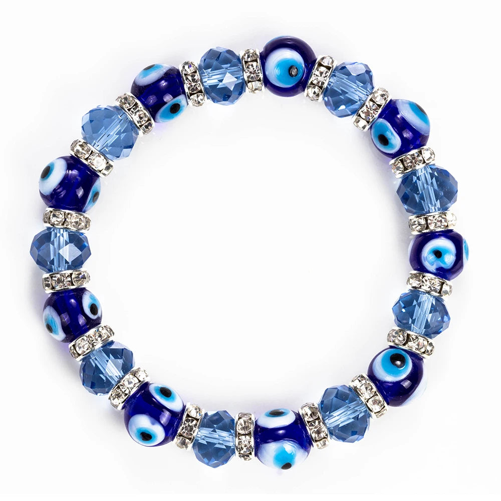 Lucky Eye Glass Beaded Bracelet Crystal Evil Eye Bracelet For Women Men Bracelet Fashion Jewelry Adjustable EY5226
