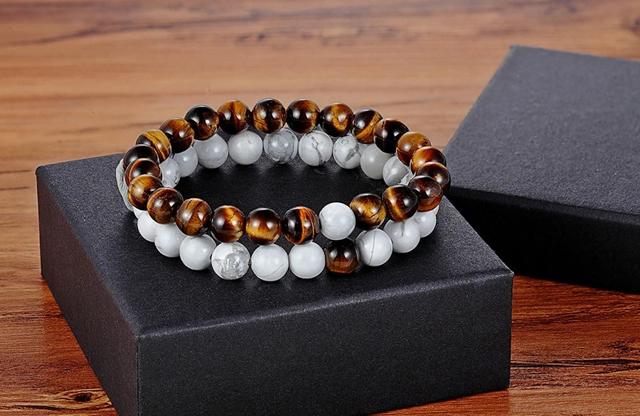 XQNI Various Combination Styles Beaded Bracelets For Men & Women For Couples Jewelry Stretch Elastic Rope DIY Birthday Gift Box