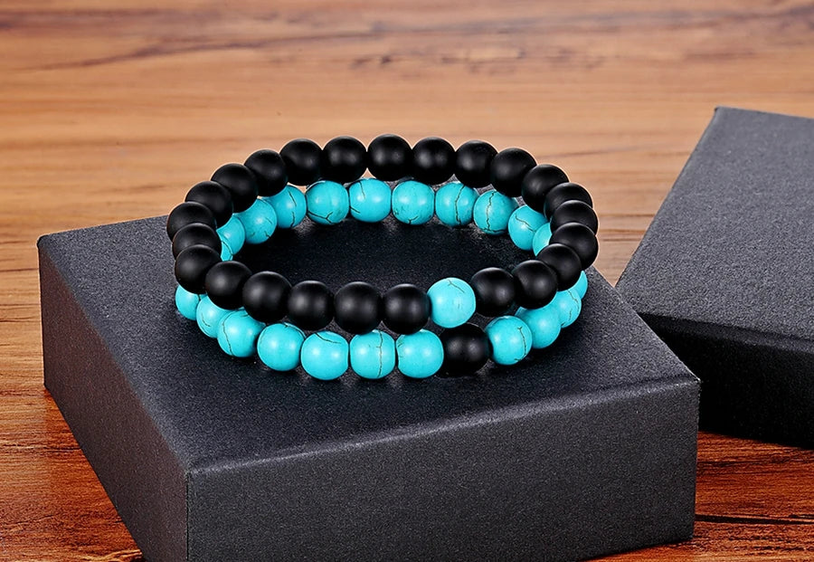 XQNI Various Combination Styles Beaded Bracelets For Men & Women For Couples Jewelry Stretch Elastic Rope DIY Birthday Gift Box