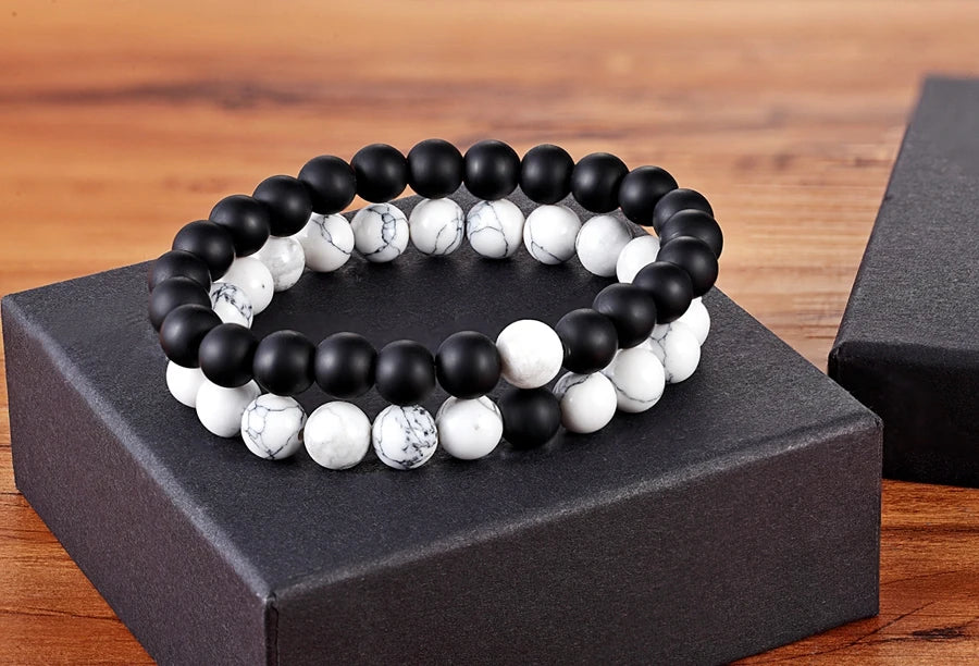 XQNI Various Combination Styles Beaded Bracelets For Men & Women For Couples Jewelry Stretch Elastic Rope DIY Birthday Gift Box