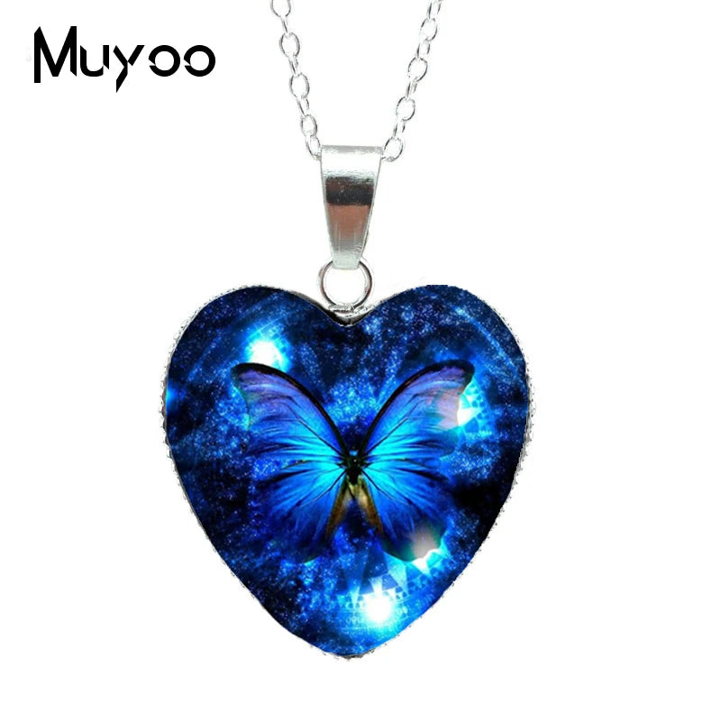 2022 Hot Purple Magic Butterfly Heart Jewelry Necklace Beautiful and Mysterious Butterfly Pendant Heart Necklace Jewerly HZ3