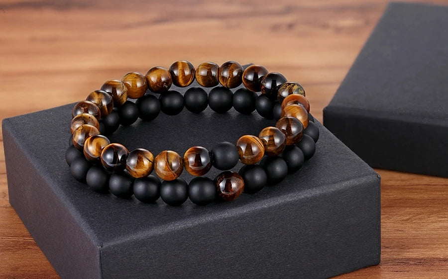 XQNI Various Combination Styles Beaded Bracelets For Men & Women For Couples Jewelry Stretch Elastic Rope DIY Birthday Gift Box