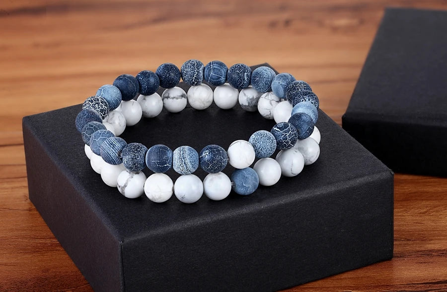 XQNI Various Combination Styles Beaded Bracelets For Men & Women For Couples Jewelry Stretch Elastic Rope DIY Birthday Gift Box