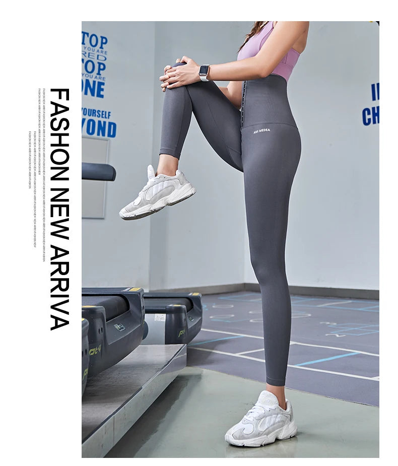 Fitness Women Corset Push Hip Postpartum High Waist Yoga Pants Workout Seamless Leggings Sportswear Gym Running Training Tights