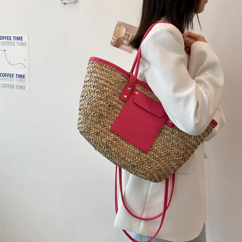 High Quality Women Straw Summer Handbags Fashion Ladies Shoulder Messenger Bags Designer Female Large Capacity Tote Beach Bag