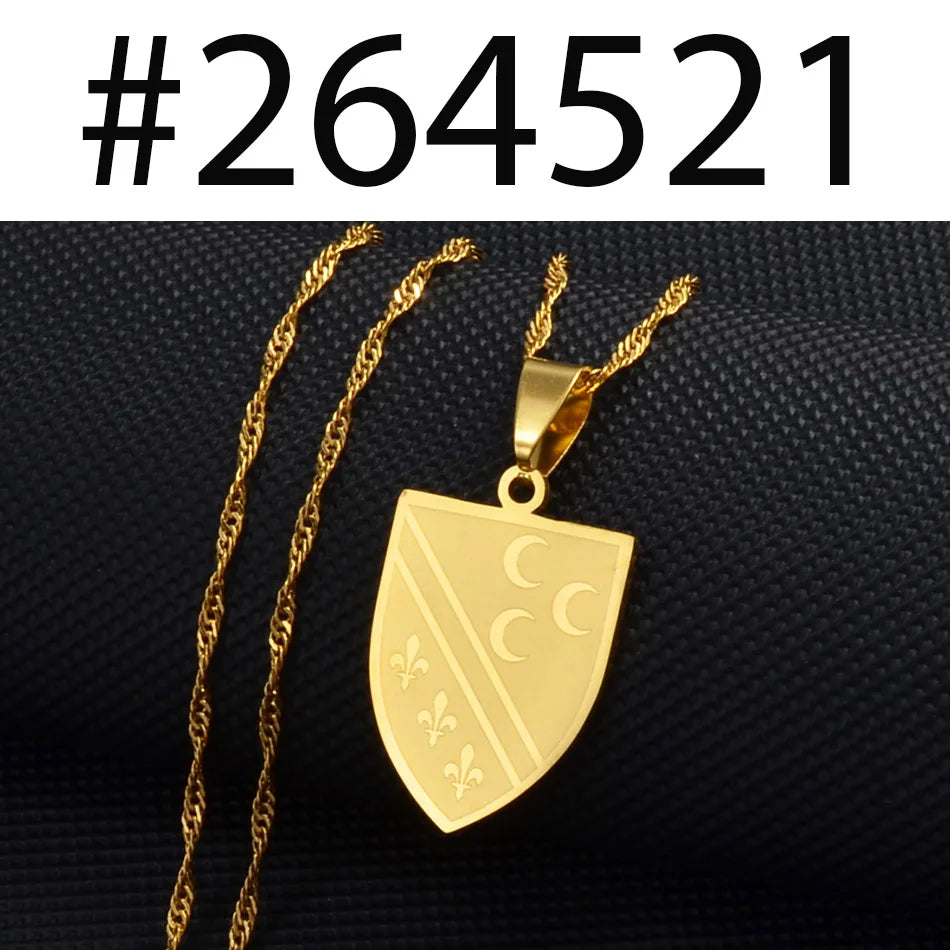 Anniyo Bosnians Pendant Necklaces Gold Color Silver Color Charm Bosna Bosniak Jewelry #264521
