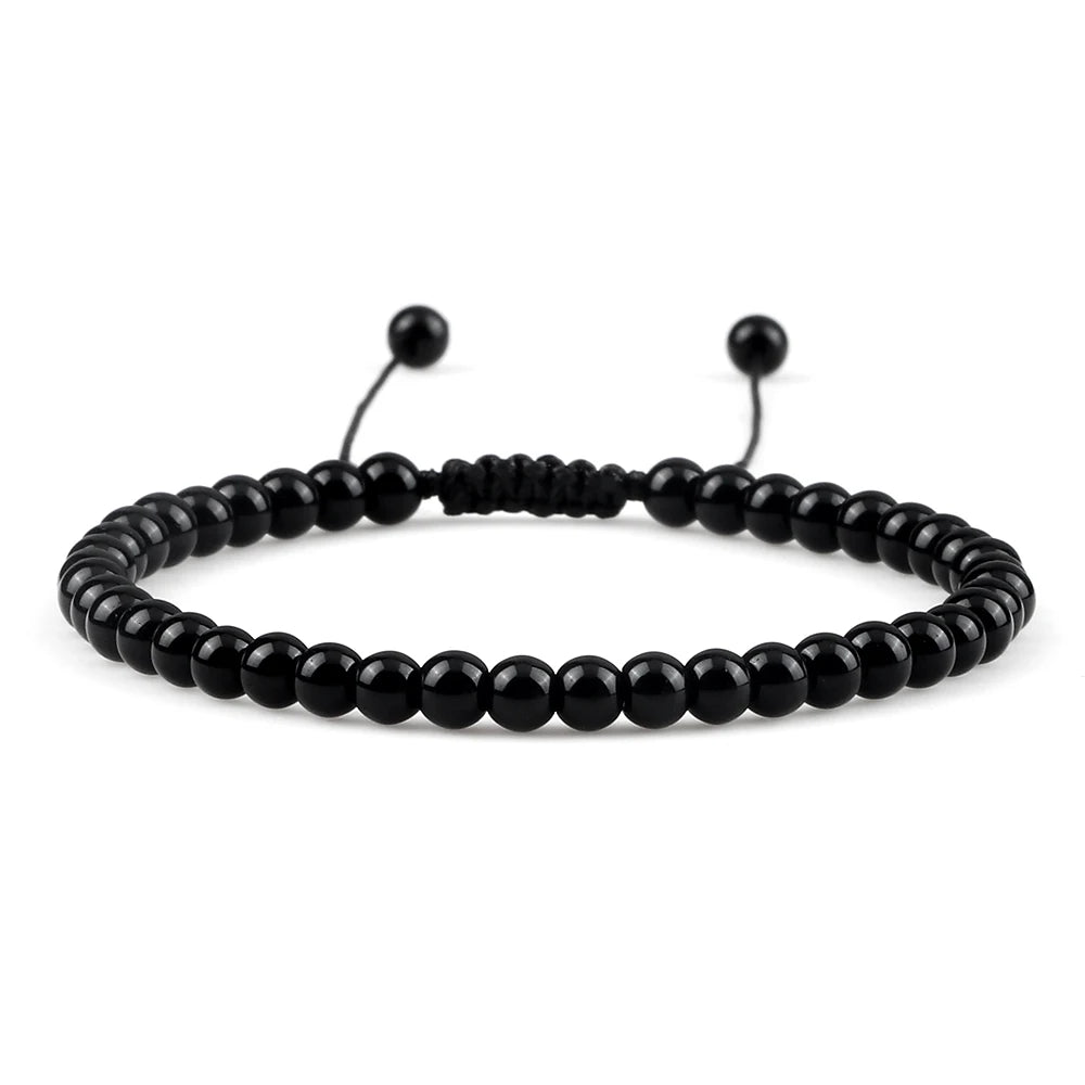 Adjustable 4mm Chakra Beads Bracelet Mini Natural Stone Agats Lava Tiger Eye Beaded Bracelets & Bangles Women Men Gift Jewelry