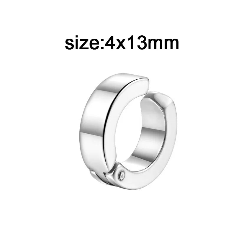 1Pc Punk Steel-color Stainless Steel Painless Ear Clip Earrings For Men/Women Street Pop Non Piercing Fake Earrings Jewelry Gift