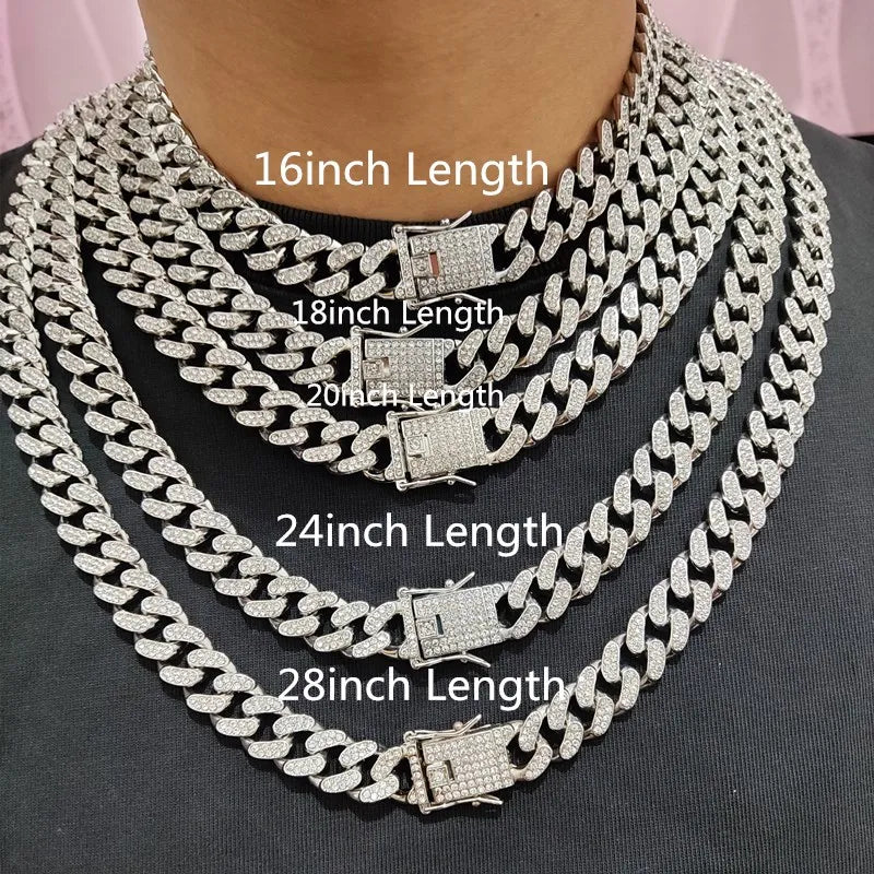 Men Women Hip Hop Bite Lip Shape Pendant Necklace with 13mm Crystal Cuban Chain Iced Out Bling HipHop Necklaces Fashion Jewelry