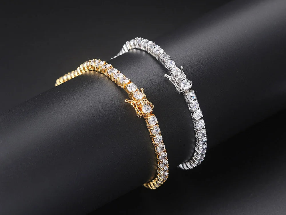 Iced Out Crystal Tennis Bracelet for Women Punk Hiphop Luxury AAA+ Cubic Zirconia Wedding Gold Color Hand Chain Jewelry OHH118