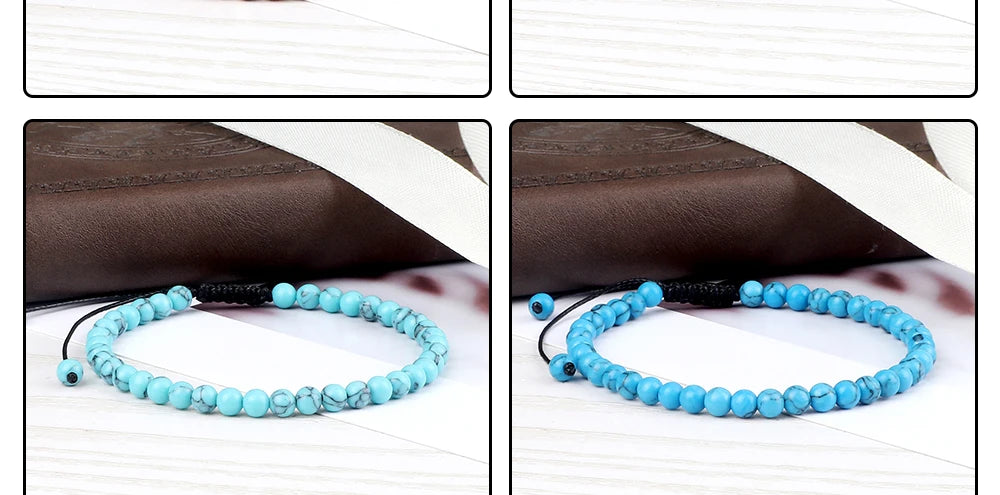 Adjustable 4mm Chakra Beads Bracelet Mini Natural Stone Agats Lava Tiger Eye Beaded Bracelets & Bangles Women Men Gift Jewelry