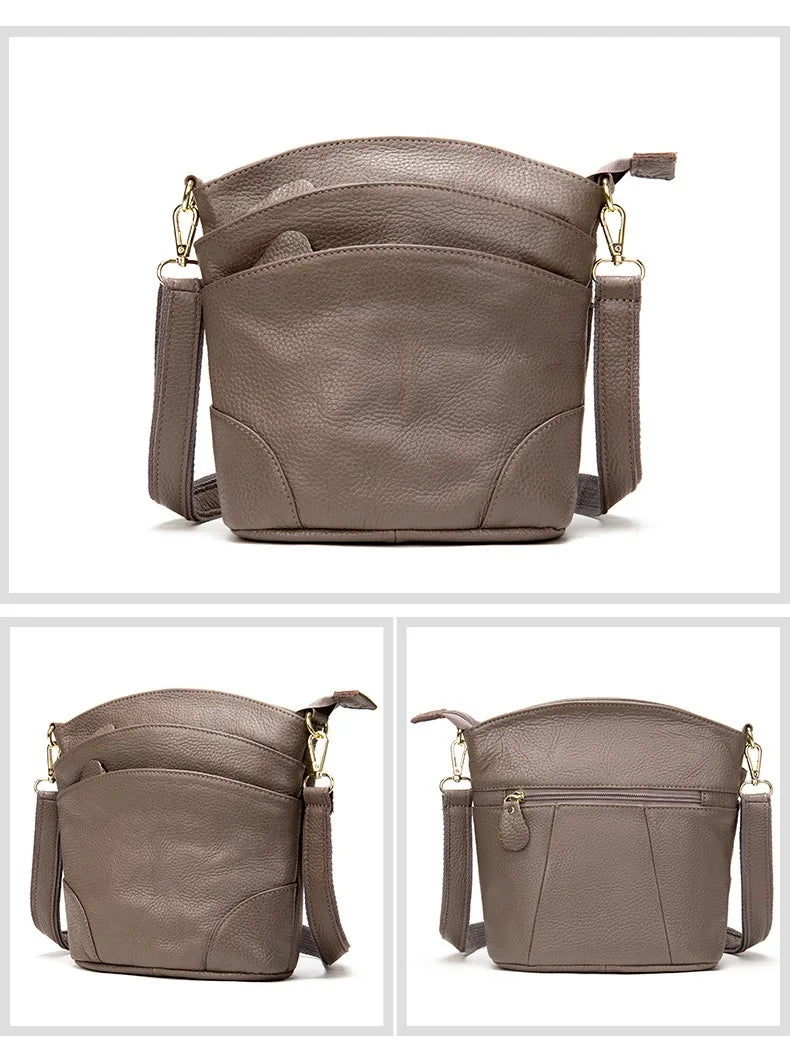 Genuine Leather Women Messenger Bags Cow Leather Crossbody Shoulder Bag Small Female Handbags Capacity Phone Bag for Girls