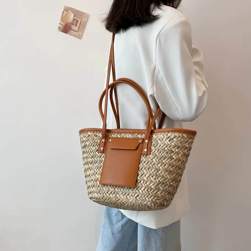 High Quality Women Straw Summer Handbags Fashion Ladies Shoulder Messenger Bags Designer Female Large Capacity Tote Beach Bag