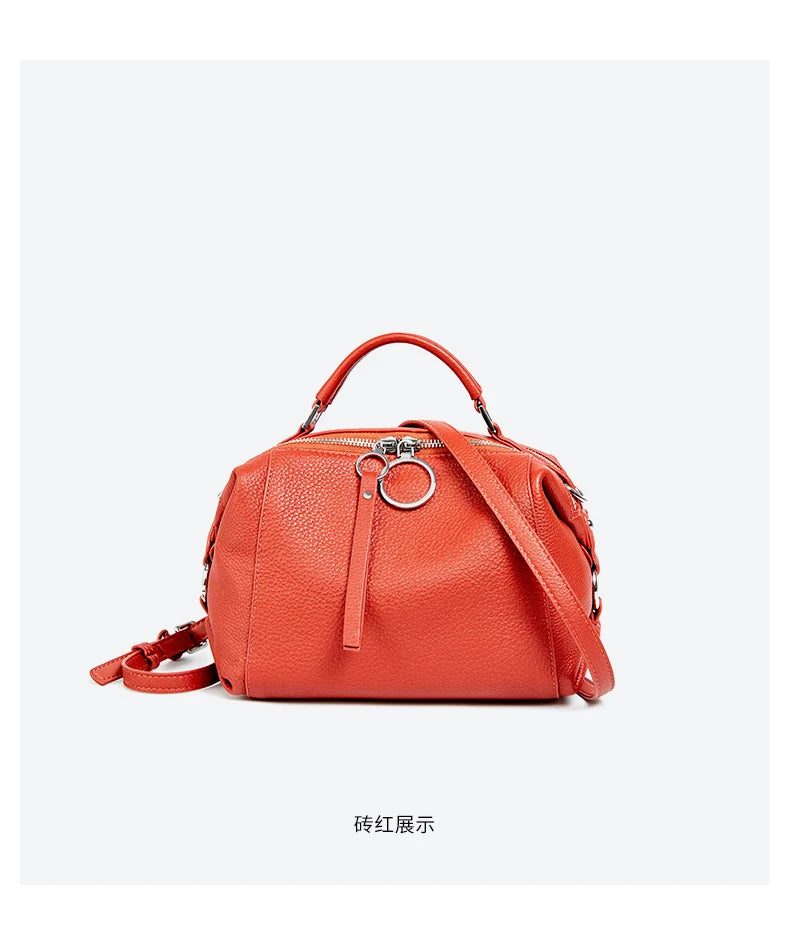 Zency Hot Selling Fashion Brand Handbag Genuine Leather Shoulder Bag For Women Elegant Small Tote Bag White Khaki BlackCrossbody