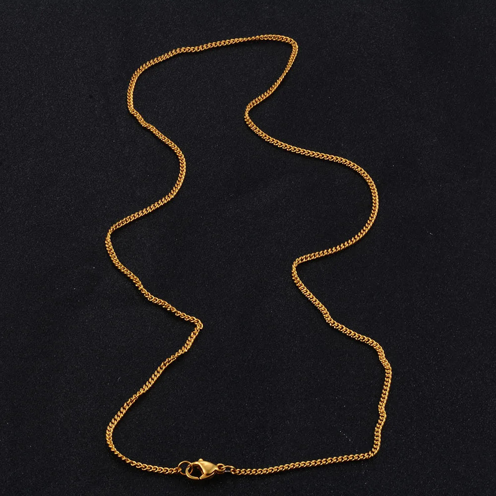 1.2 Width Stainless Steel Thin Basic Necklace Various Matching Fundamental Chain for Women Men Gold/ Silver color as Gift Woles