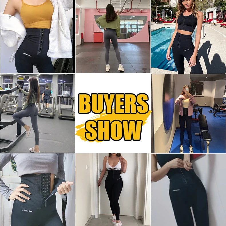 Fitness Women Corset Push Hip Postpartum High Waist Yoga Pants Workout Seamless Leggings Sportswear Gym Running Training Tights