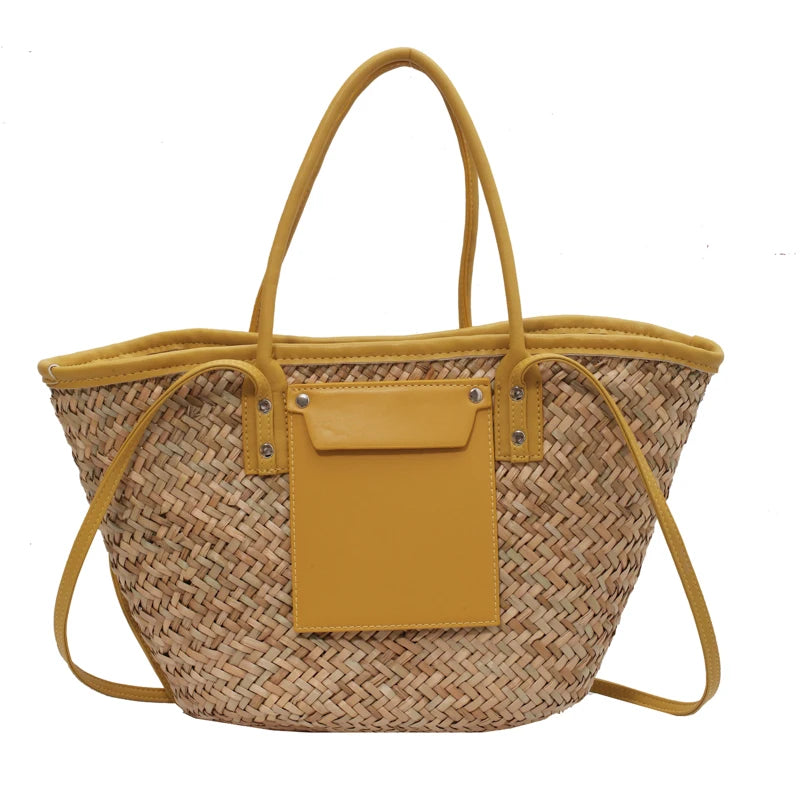 High Quality Women Straw Summer Handbags Fashion Ladies Shoulder Messenger Bags Designer Female Large Capacity Tote Beach Bag