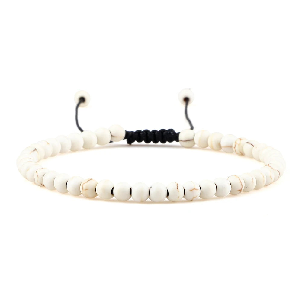 Adjustable 4mm Chakra Beads Bracelet Mini Natural Stone Agats Lava Tiger Eye Beaded Bracelets & Bangles Women Men Gift Jewelry