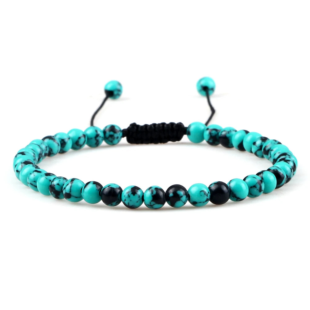 Adjustable 4mm Chakra Beads Bracelet Mini Natural Stone Agats Lava Tiger Eye Beaded Bracelets & Bangles Women Men Gift Jewelry
