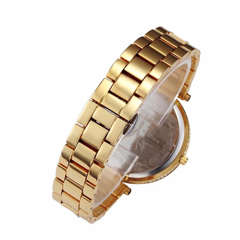 MISSFOX Women Quartz Watch Fashion Bling Casual Ladies Watch Female Quartz Gold Watch Crystal Diamond Leopard For Women Clock