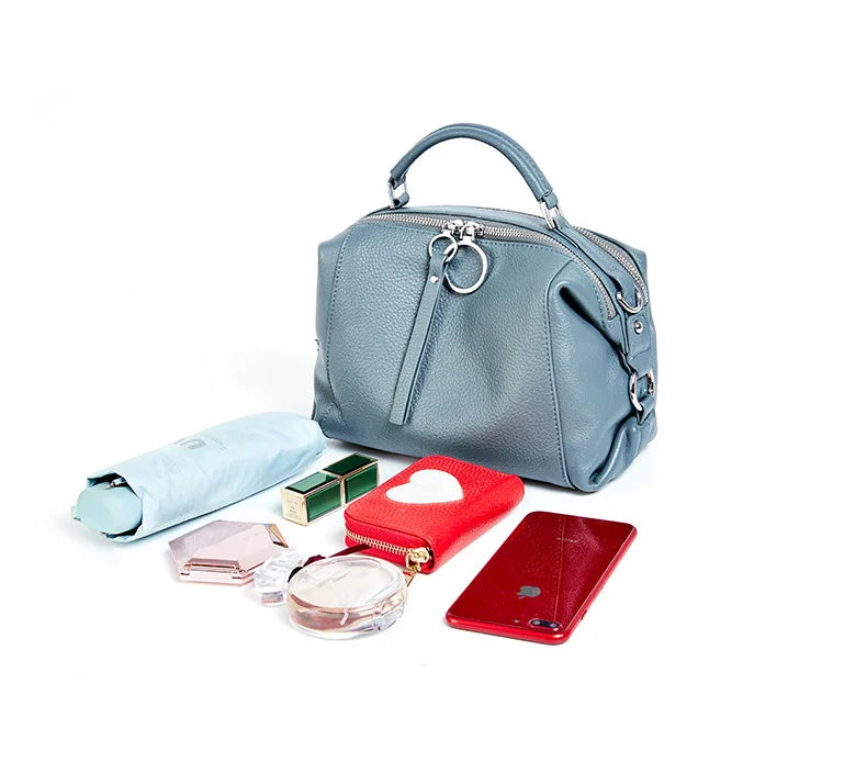 Zency Hot Selling Fashion Brand Handbag Genuine Leather Shoulder Bag For Women Elegant Small Tote Bag White Khaki BlackCrossbody
